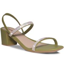 Sandália Feminina Salto Grosso com Tiras de Strass AF3.12 A Sandália Feminina Salto Grosso com Tiras de Strass AF3.12 A
