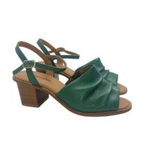 Sandália Feminina Salto Grosso Em Couro Sapatos E Cores. Sandália Feminina Salto Grosso Em Couro Sapatos E Cores.