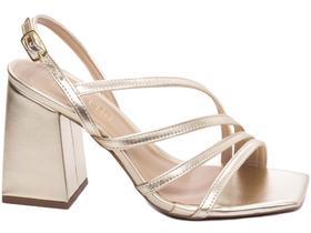 Sandália Feminina Salto Grosso Metalizado Torricella Sandália Feminina Salto Grosso Metalizado Torricella