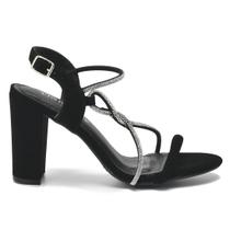 Sandália Feminina Salto Grosso Strass Via Marte 142-001-01 Sandália Feminina Salto Grosso Strass Via Marte 142-001-01