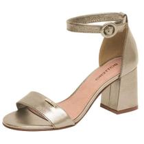 Sandália Feminina Salto Médio Bottero Conforto Metalizado
