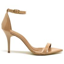 Sandália Feminina Salto Médio Fino Nude Bico Folha Sandália Feminina Salto Médio Fino Nude Bico Folha