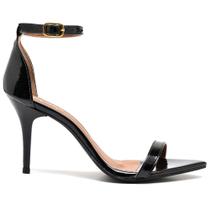 Sandália Feminina Salto Médio Fino Preto Bico Folha Sandália Feminina Salto Médio Fino Preto Bico Folha