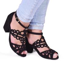Sandália Feminina Salto Médio Grosso 7 Cm Sapato Sandália Feminina Salto Médio Grosso 7 Cm Sapato