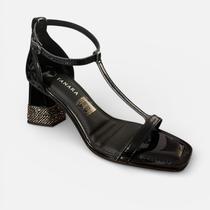 Sandália Feminina Salto Médio Preto Tanara T8722