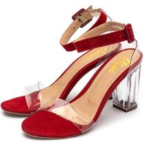 Sandália Feminina Salto Médio Vinil Fivela Moda Moderna Sandália Feminina Salto Médio Vinil Fivela Moda Moderna