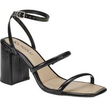 Sandália Feminina Salto Quadrado Bloco Grosso Brilho Lazzlu