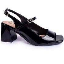 Sandália Feminina Salto Quadrado Bloco Grosso Slingback