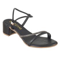 Sandália Feminina Salto Redondo Moda Casual Brilho Verão Dia