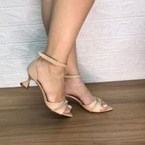 Sandália Feminina Salto Taça Strass Bico Folha Detalhe Traseiro Fechado Verniz Metalizado Moda Festa Sandália Feminina Salto Taça Strass Bico Folha Detalhe Traseiro Fechado Verniz Metalizado Moda Festa