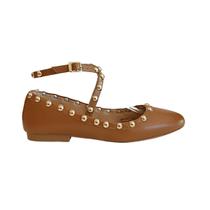 Sandália Feminina Sapatilha Caramelo com Tachas 01011709B Sandália Feminina Sapatilha Caramelo com Tachas 01011709B