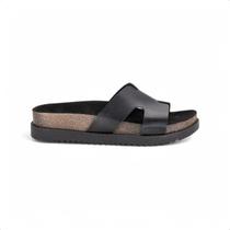 Sandália Feminina Slide Moleca Flatform Metalizada Salto Baixo Anatômica Confortável Leve 5500100