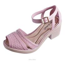 Sandália Feminina Sola Baixa confortável trama moda ref 10155 Miss Miss - Rosa-claro, 36 BR