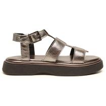 Sandália Feminina Sola Baixa Onix Confortável Fivela