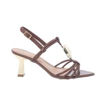 Sandália Feminina Stessy Salto Taça Cromado Bico Folha Enfeite Metalizado Sandália Feminina Stessy Salto Taça Cromado Bico Folha Enfeite Metalizado