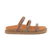 Sandália Feminina Strass Sola Baixa Rasteirinha Confort Marrom Sandália Feminina Strass Sola Baixa Rasteirinha Confort Marrom