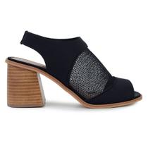 Sandália Feminina Sttern Salto Grosso Lycra Preta - 2307SF