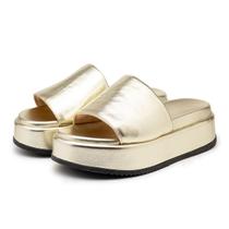 Sandália Feminina Tamanco Flatform 5300 Napa Floter Ouro