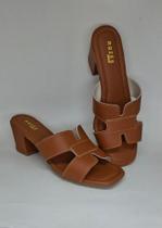 Sandália Feminina Tamanco H Confortável Salto Grosso Bloco