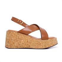 Sandália Feminina Tamanco Plataforma Malu Estilo Cortiça