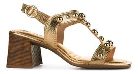 Sandalia Feminina Tanara Dakota Salto Bloco Metalizada T8636