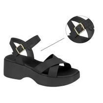 Sandalia Feminina Tiras Cruzadas Moleca Ajustavel - Preto