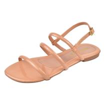 Sandalia Feminina Tiras Strass Confortavel Ajustavel