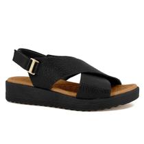 Sandália Feminina Usaflex Couro Plataforma Anabela tiras autocolantes Sandália Feminina Usaflex Couro Plataforma Anabela tiras autocolantes