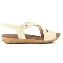 Sandália Feminina Usaflex Couro Texturizado Bege - R180