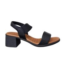 Sandália Feminina USAFLEX de Couro Salto Bloco e Elastano UC22003