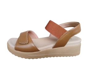 Sandália feminina Usaflex ortopédica couro Anabela com elástico e tiras autocolantes Sandália feminina Usaflex ortopédica couro Anabela com elástico e tiras autocolantes