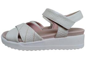 Sandália feminina Usaflex ortopédica couro plataforma Anabela Anatômica