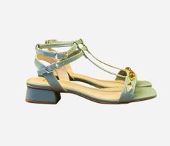 Sandália feminina verde matte salto baixo Off Line