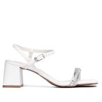 Sandália Feminina Via Marte Salto Bloco Pedrarias Branco