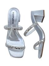 Sandalia Feminina Via Marte Tamanco Salto Medio Brilho