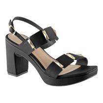 Sandalia Feminina Via Uno 609005 Salto Grosso Plataforma Casual Fivela