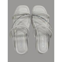 Sandalia feminina via uno flatform tiras e strass 848007