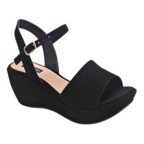 Sandália Feminina Villa Rosa Plataforma Com Tiras Preto 38 Sandália Feminina Villa Rosa Plataforma Com Tiras Preto 38