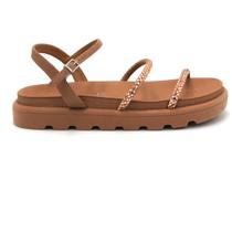 Sandalia Feminina Vizzano 6459.123 Tratorada Brilhosa Flat Macia