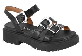 Sandália Feminina Vizzano Flat Tratorada Fivelas Lançamento Conforto