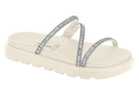 Sandália Feminina Vizzano Papete Chinelo Reveillon Ano Novo Branco Brilho Strass Original
