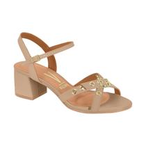 Sandália Feminina Vizzano Salto Baixo Grosso Fivela Ilhós