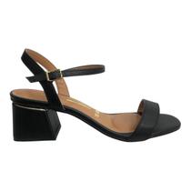 Sandália Feminina Vizzano Salto Bloco Com Brilho Dourado Original Leve Confortável Ref 6428101