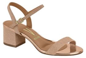 Sandália Feminina Vizzano Salto Bloco Grosso Conforto Glitter Strass Brilho