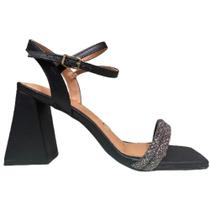Sandália Feminina Vizzano Salto Bloco Preta Diamond - 6464 Sandália Feminina Vizzano Salto Bloco Preta Diamond - 6464