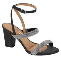 Sandália Feminina Vizzano Salto Grosso Napa Strass 6262.1022