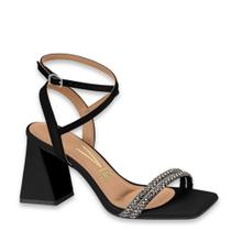 Sandália Feminina Vizzano Salto Grosso Strass Macio 6464.119