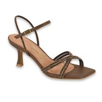 Sandália Feminina Vizzano Salto Médio Taça Strass Festa Casual Ref: 6536.205