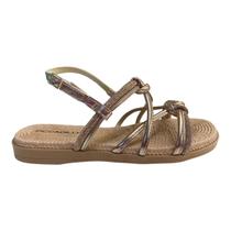 Sandalia Feminino Picadilly Napa Conforto Metalizado Brilho 513011 Bronze