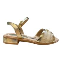 Sandalia Feminino Piccadilly Casual Ultraconforto Superleve Salto Baixo Metalizado 590065 Dourado
